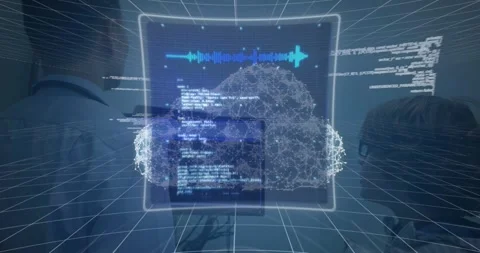 Animation of digital cloud over caucasian male doctor and boy Stock Footage 330775285