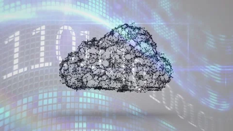 Animation of digital cloud over screens with binary code Stock Footage 172267453