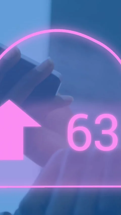Animation of digital cloud with percent going up over man using smartphone Stock Footage 344557072