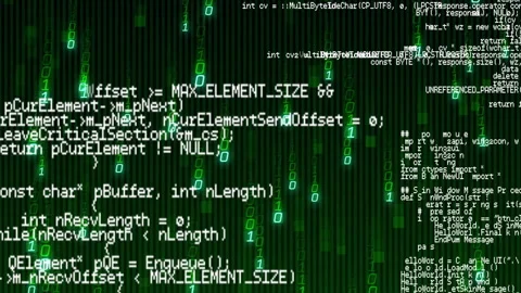 Animation of digital code and binary numbers over programming script background Video stock 304766391