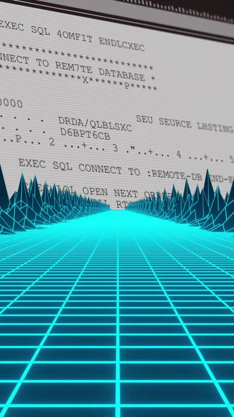 Animation of digital code processing on futuristic grid landscape in school Stock Footage 344370536
