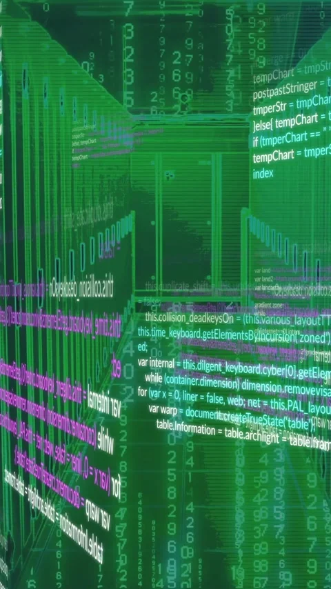 Animation of digital code streams creating futuristic school virtual environment Vídeos de archivo 344370551