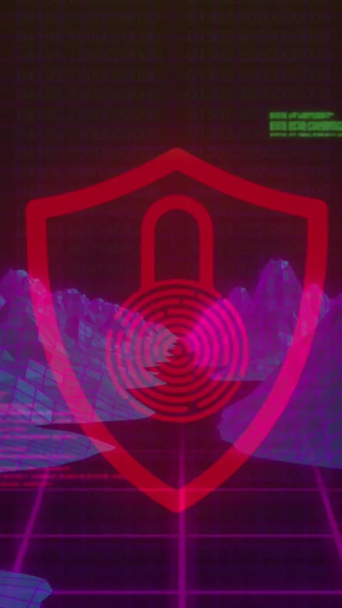Animation of a digital computer interface online security padlock icon on a blue Stock Footage 321580393