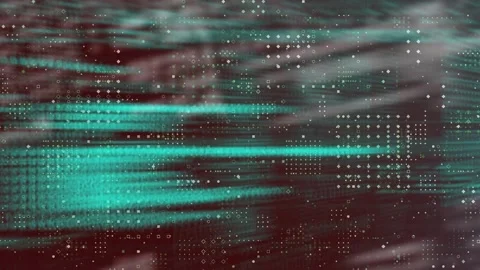 Animation of digital computer language and grid pattern moving in loop on Stock Footage 202331243