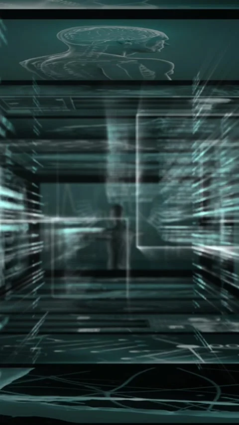Animation of digital computer language in infographic interface display screens Stock Footage 322560832