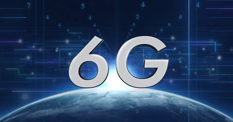 Animation of digital connections with 6G technology over Earth in futuristic Stock Footage 304095453
