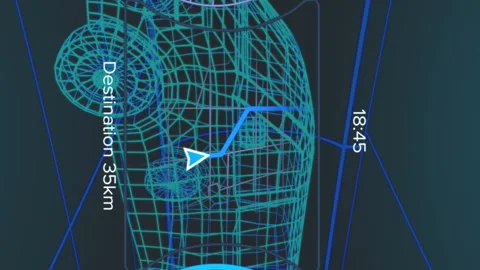 Animation of digital dashboard data processing over van icon in seamless pattern Stock Footage 312645269