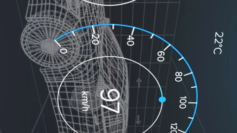 Animation of digital dashboard data processing over car icon in seamless pattern Stock Footage 313166228