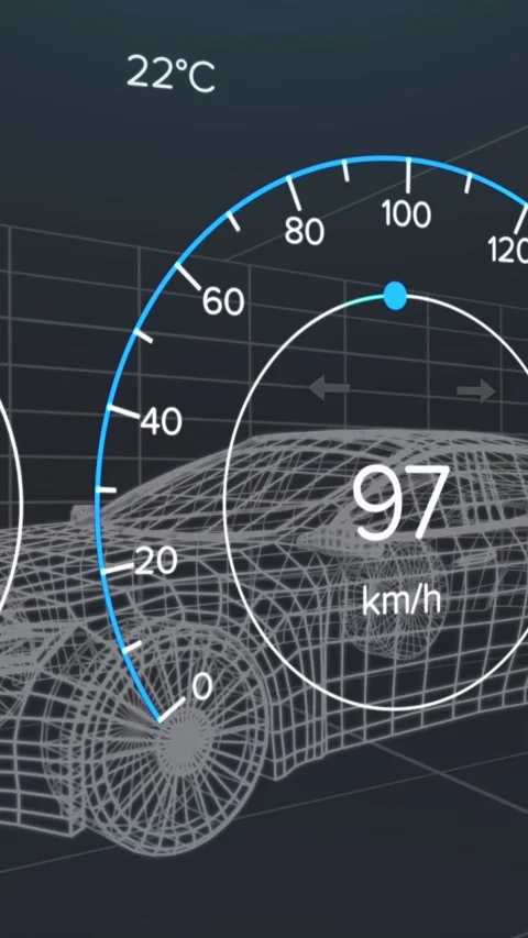 Animation of digital dashboard data processing over car icon in seamless pattern Stock Footage 322084151