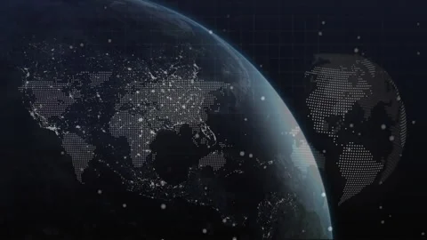 Animation of digital data and coding overlay on Earth highlighting global Stock Footage 303870188