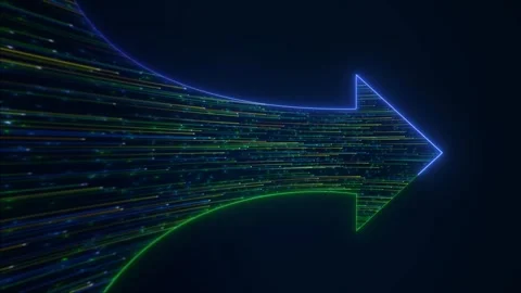 Animation digital data flow flowing arrow sign interface arrows data processing Stock Footage 277094761