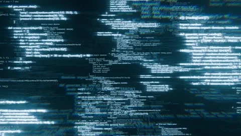 Animation of digital data moving in the background. Program code Stock Footage 329206666