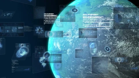 Animation of digital data overlays float... | Stock Video | Pond5