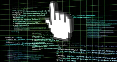 Animation of digital data processing and computer cursor over black background Stock Footage 266379536