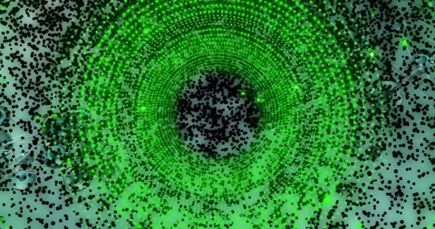 Animation of digital data processing and binary coding over neon circle 库存影片 307985221