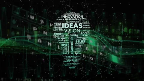 Animation of digital data processing and lightbulb with ideas text over black Stock Footage 310530613