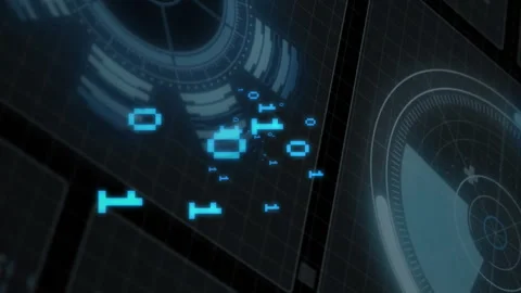 Animation of digital data processing and binary coding over black background Stock Footage 312979597