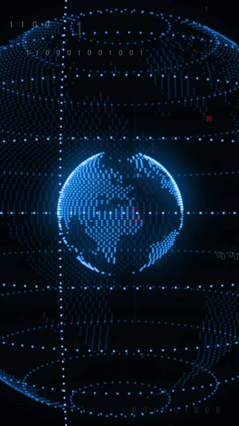Animation of digital data processing and binary coding over globes Stock Footage 320280803