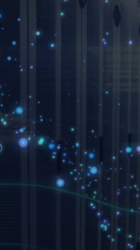 Animation of digital data processing and circuit board over computer servers Stock Footage 320378713