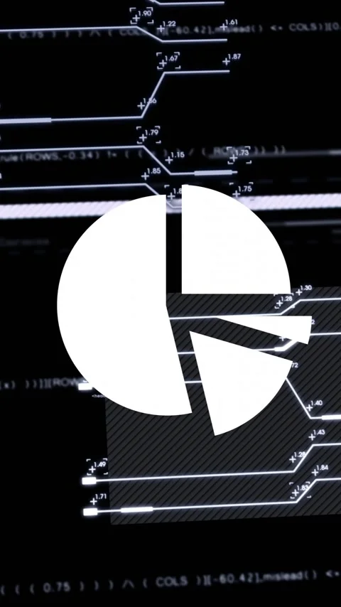 Animation of digital data processing and pie chart over black background Stock Footage 320513017