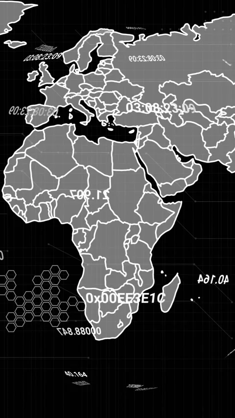 Animation of digital data processing and world map over black background Stock Footage 320663235