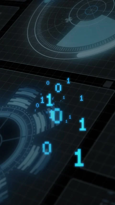 Animation of digital data processing and binary coding over black background Stock Footage 320663245