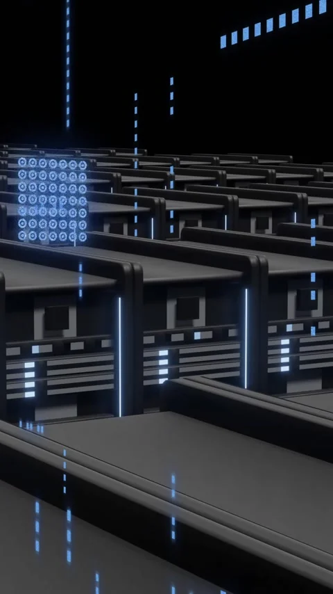 Animation of digital data processing and circuit board over computer servers Stock Footage 320663338