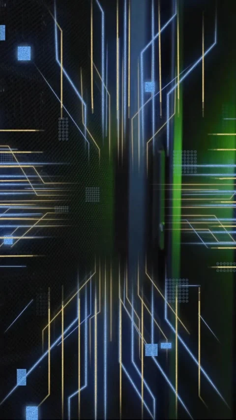 Animation of digital data processing and circuit board over computer servers Stock Footage 320663363