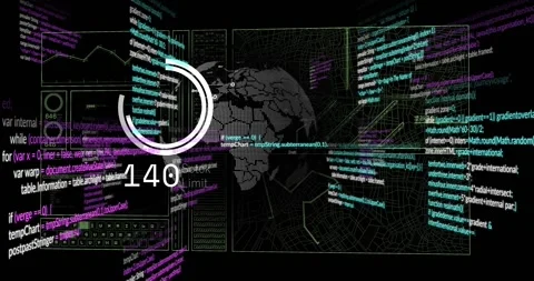 Animation of digital data processing and globe over black background Stock Footage 327711795
