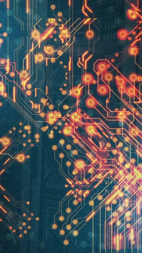 Animation of digital data processing and circuit board over computer servers Stock Footage 341659829