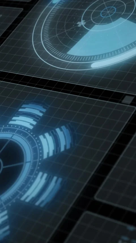 Animation of digital data processing and scopes over screens Stock Footage 342613047