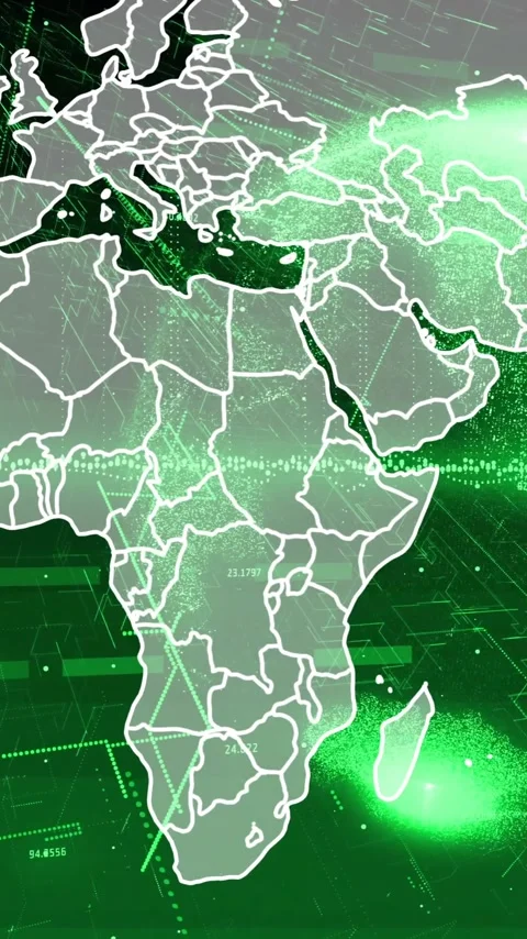 Animation of digital data processing and globe over world map on green Stock Footage 343091715