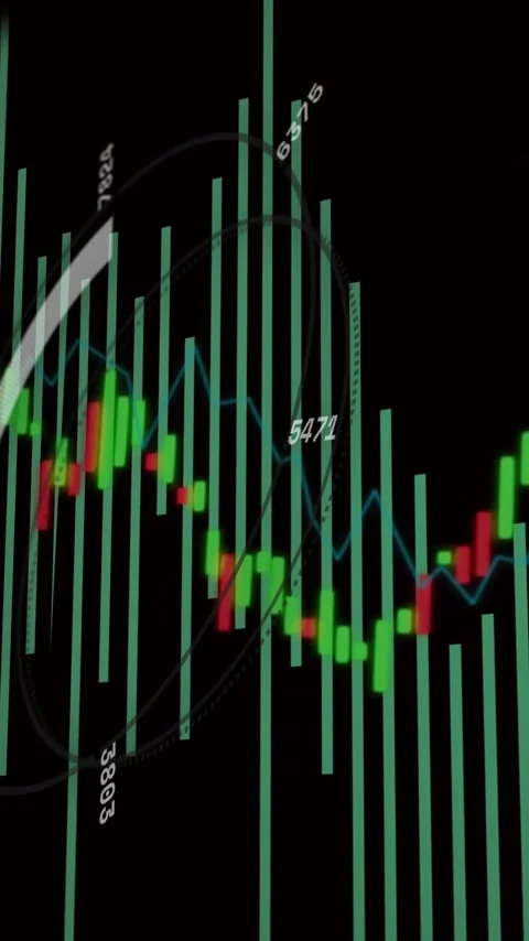 Animation of digital data processing and statistics over black background Stock Footage 343615810