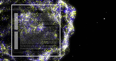 Animation of digital data processing binary coding over floating mesh on black Stock Footage 310486066