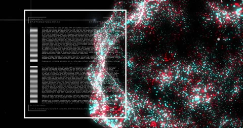 Animation of digital data processing binary coding over floating mesh on black Stock Footage 310486191