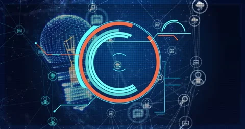 Animation of digital data processing with connections over lightbulb Stock Footage 265558131