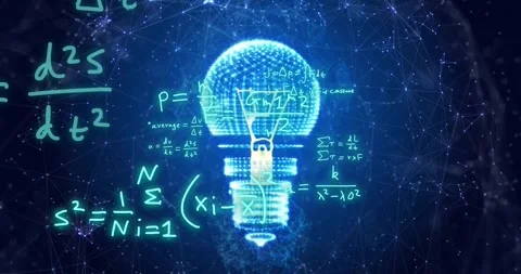 Animation of digital data processing with connections over lightbulb Stock Footage 327524731