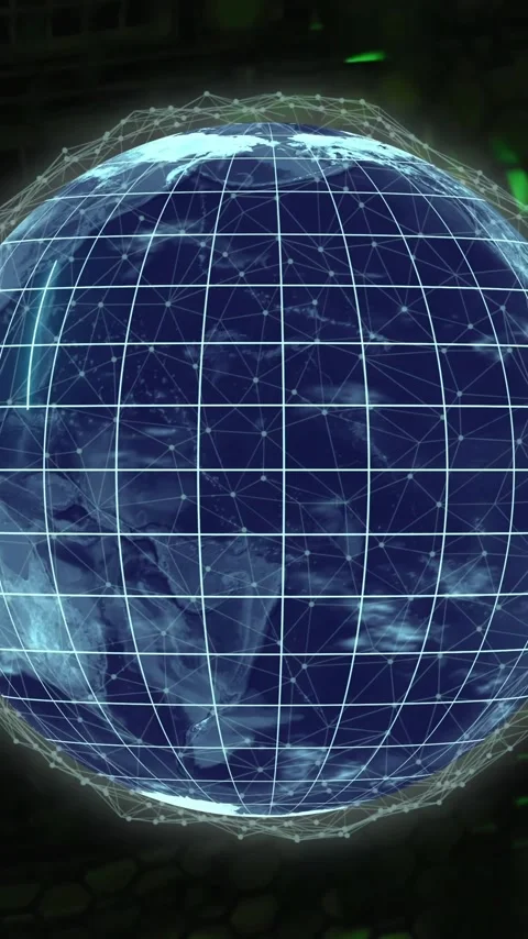 Animation of digital data processing with globe over computer servers Stock Footage 344614526