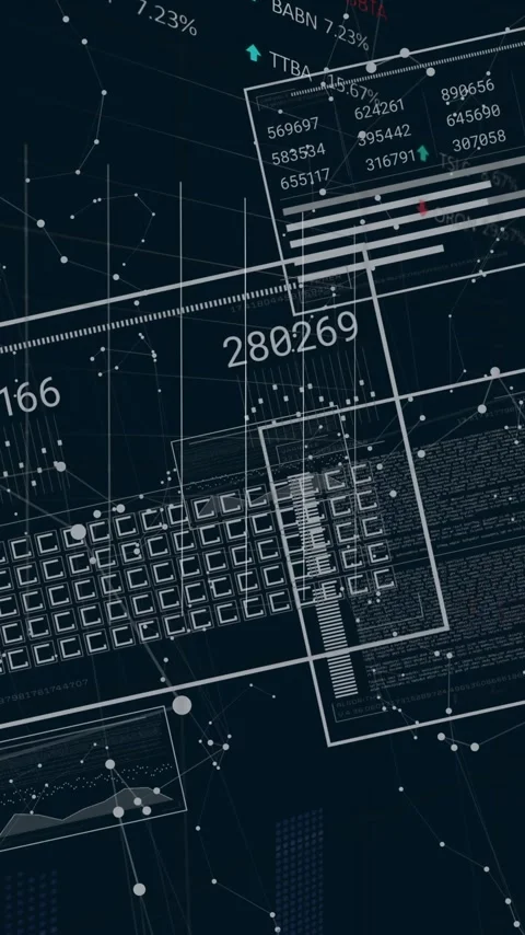Animation of digital data processing with numbers and keyboard on dark network Stock Footage 344370498