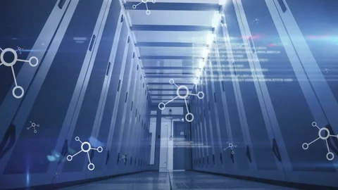 Animation of digital data processing over computer servers Stock Footage 265625805
