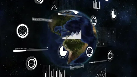 Animation of digital data processing over globe on black background Stock Footage 265626718