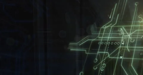 Animation of digital data processing over computer circuit board Stock Footage 266379445