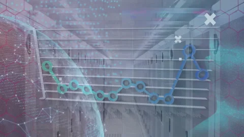 Animation of digital data processing over computer servers Stock Footage 268269256