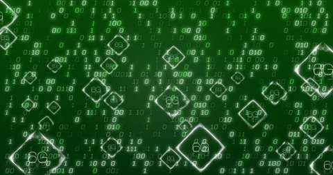 Animation of digital data processing over 6g text and binary coding Stock Footage 306820832
