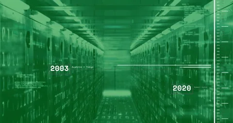 Animation of digital data processing over computer servers Stock Footage 307814802