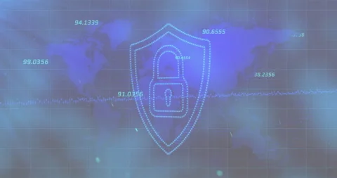 Animation of digital data processing over padlock icon Stock Footage 308272508