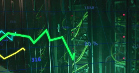 Animation of digital data processing over computer servers Stock Footage 308904087