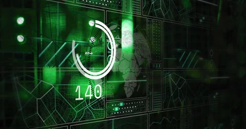 Animation of digital data processing over computer servers Stock Footage 309434295