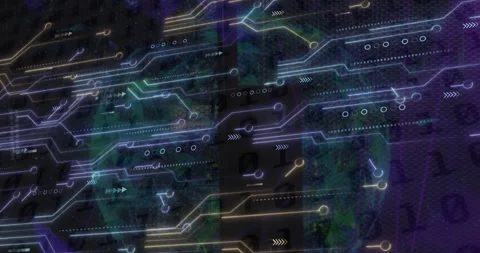 Animation of digital data processing over computer circuit board Stock Footage 310221481