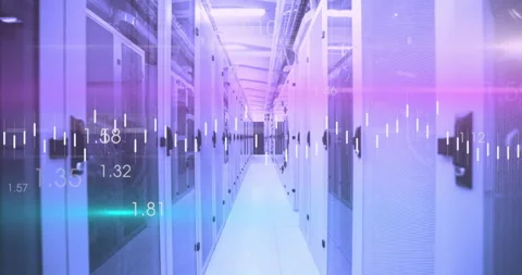 Animation of digital data processing over computer servers Stock Footage 310436305